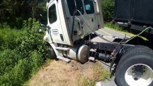 Close Up of Semi before Towing Company Recovery